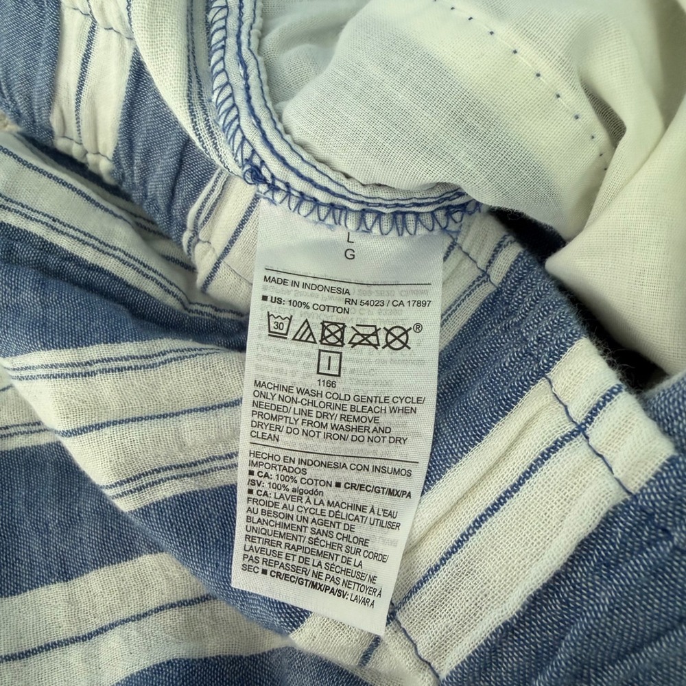 NEW Old Navy 100% Cotten Wide Leg Pants Blue White Stripe Pull-On SZ Large NWT - Picture 12 of 14